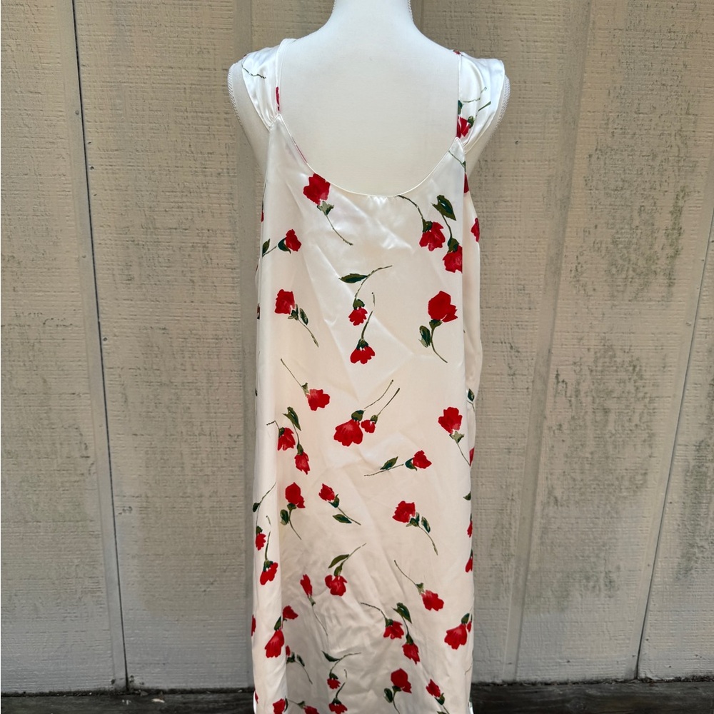 Barbizon Vintage Elegant Floral Chemise in White and Red - Picture 4 of 6